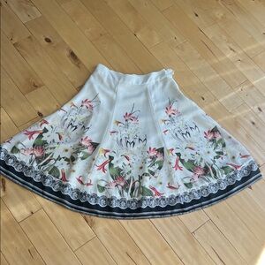 Soft Surroundings White Floral A-Line Skirt